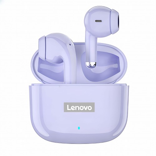 Lenovo LP40 Pro fioletowe – słuchawki TWS z Bluetooth 5.3, mikrofonem i IPX5. W zestawie: etui, kabel USB-C, nakładki, pudełko. 5h pracy, Deep Bass, tryb gamingowy, dotykowe sterowanie, Siri.