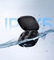Słuchawki Baseus E19 czarne z Bluetooth 5.3, mikrofonami ENC i IPX5. Zestaw: etui, kabel USB-C, gumki i instrukcja. Do muzyki, rozmów, sportu. 33h pracy z etui, 12 mm przetworniki, sterowanie dotykowe.