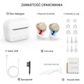 Aparaty słuchowe Cadenza Fi6 z etui ładującym USB-C, końcówkami silikonowymi i akcesoriami. Model bez recepty, redukcja hałasu, 16 kanałów, 140h działania z powerbankiem. Dyskretne i lekkie – tylko 2 g.