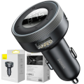 Transmiter FM Baseus CCLH-01 z Bluetooth 5.0, dwoma portami USB, mikrofonem i wyświetlaczem LED. Montaż w gnieździe zapalniczki. Obsługuje pendrive, kartę microSD, muzykę z telefonu i rozmowy bez użycia rąk.